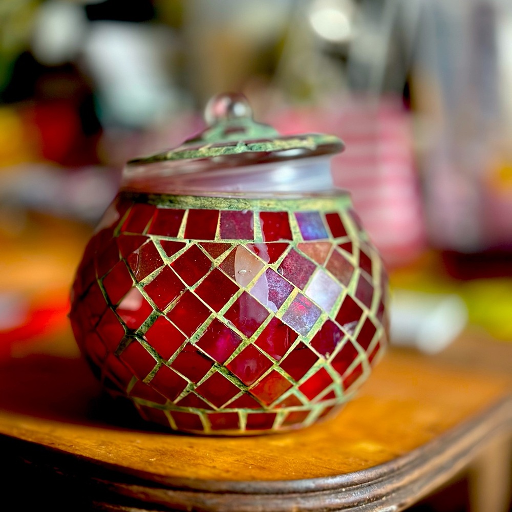vanilla mosaic candle made by me🕯️